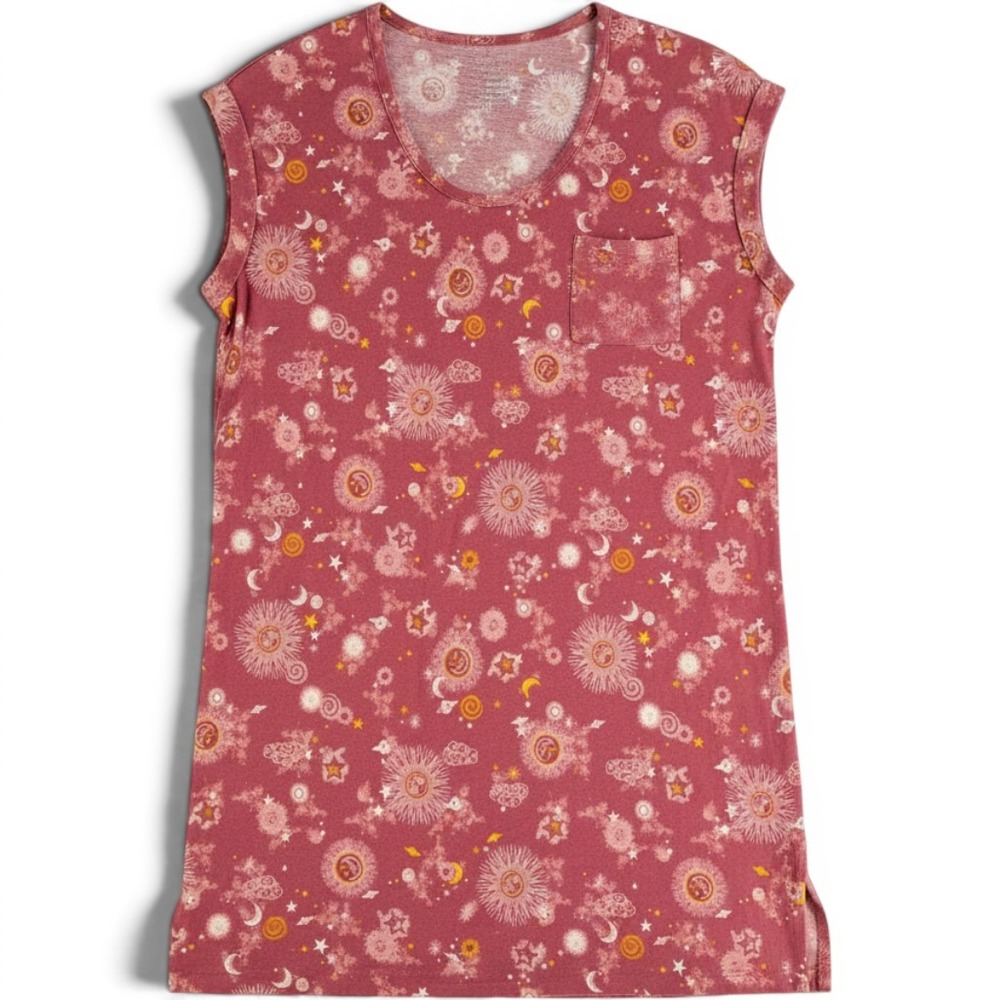 Whimsigoth Celestial Sleep Shirt Sun Moon Star Cosmic Cotton Nightgown Sleepwear - Picture 1 of 9